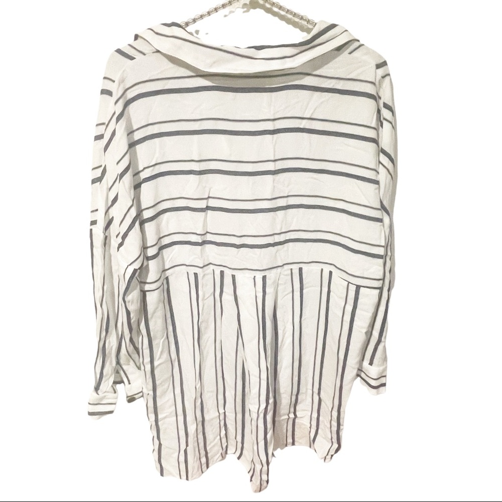 Zara Size‎ XS White Blue Stripe Half Button Quarter Sleeve Thin Knit Top - Picture 4 of 4